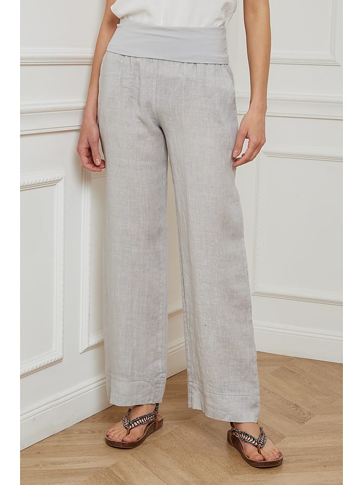 Plume Lniane spodnie "Derwan" w kolorze jasnoszarym rozmiar: S