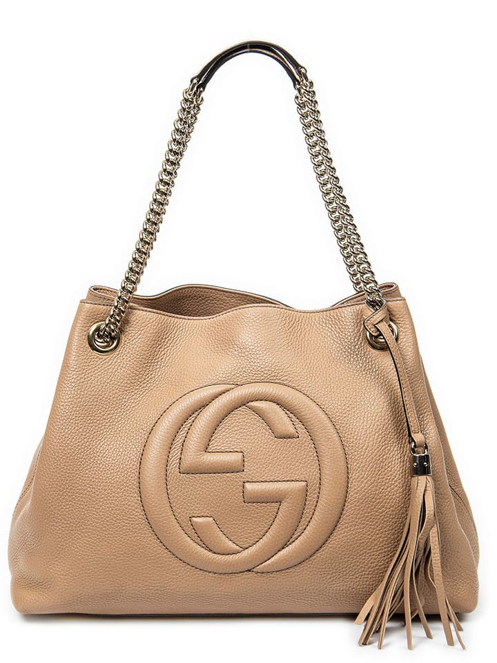 Gucci Skórzana torebka w kolorze beżowym - 35 x 26 x 14 cm rozmiar: onesize