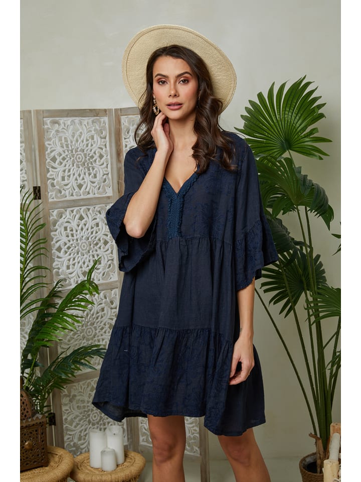 Lin Passion Lniana sukienka w kolorze granatowym rozmiar: 36/38