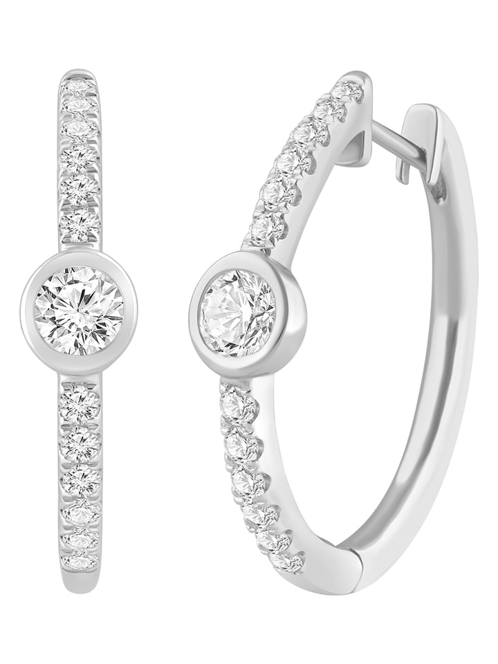 Diamonds lab grown Złote kolczyki-kreole z diamentami rozmiar: onesize