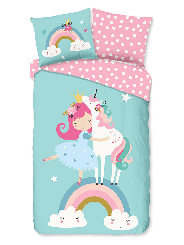 Good Morning Komplet pościeli "Heaven" w kolorze turkusowo-jasnoróżowym rozmiar: 140x200 cm