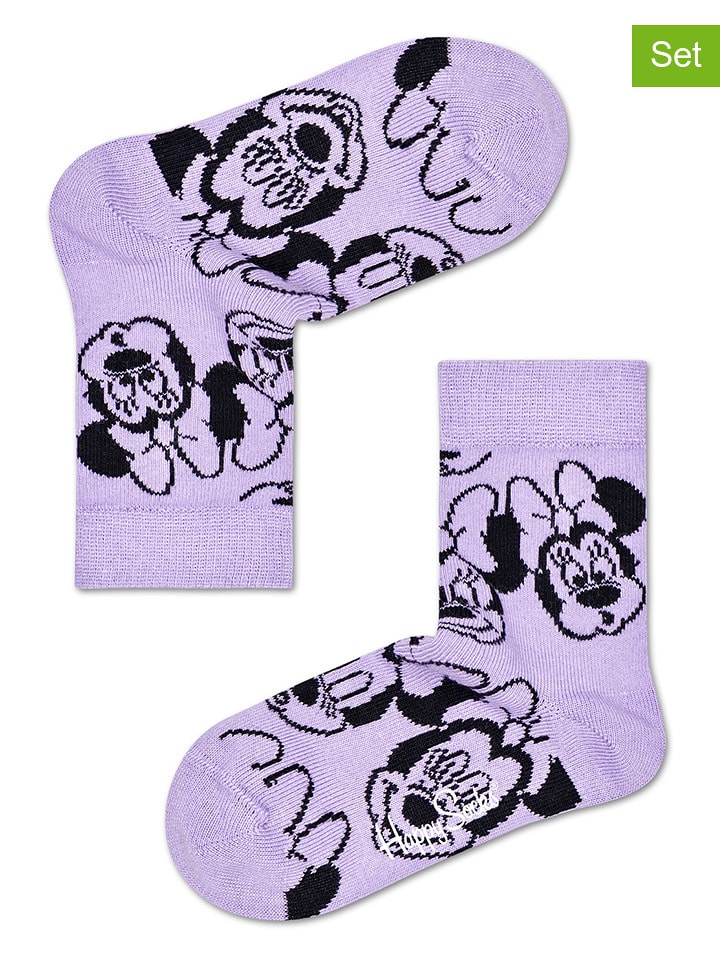 Happy Socks Skarpety "Minnie" w kolorze fioletowym rozmiar: 33-35