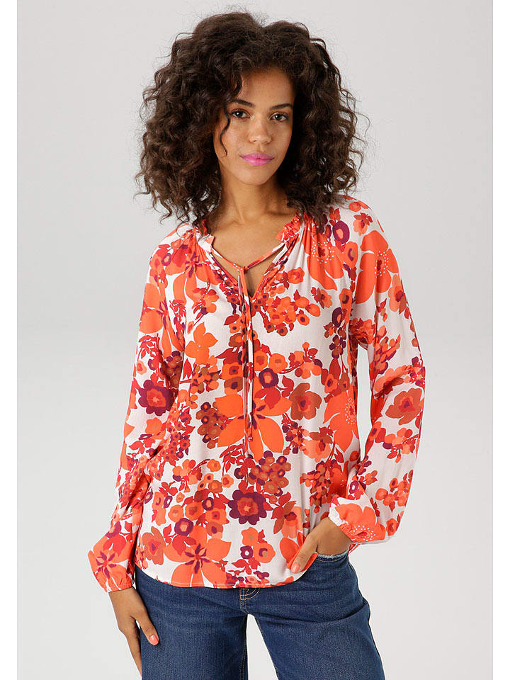 Aniston Bluzka w kolorze biało-pomarańczowym rozmiar: 38