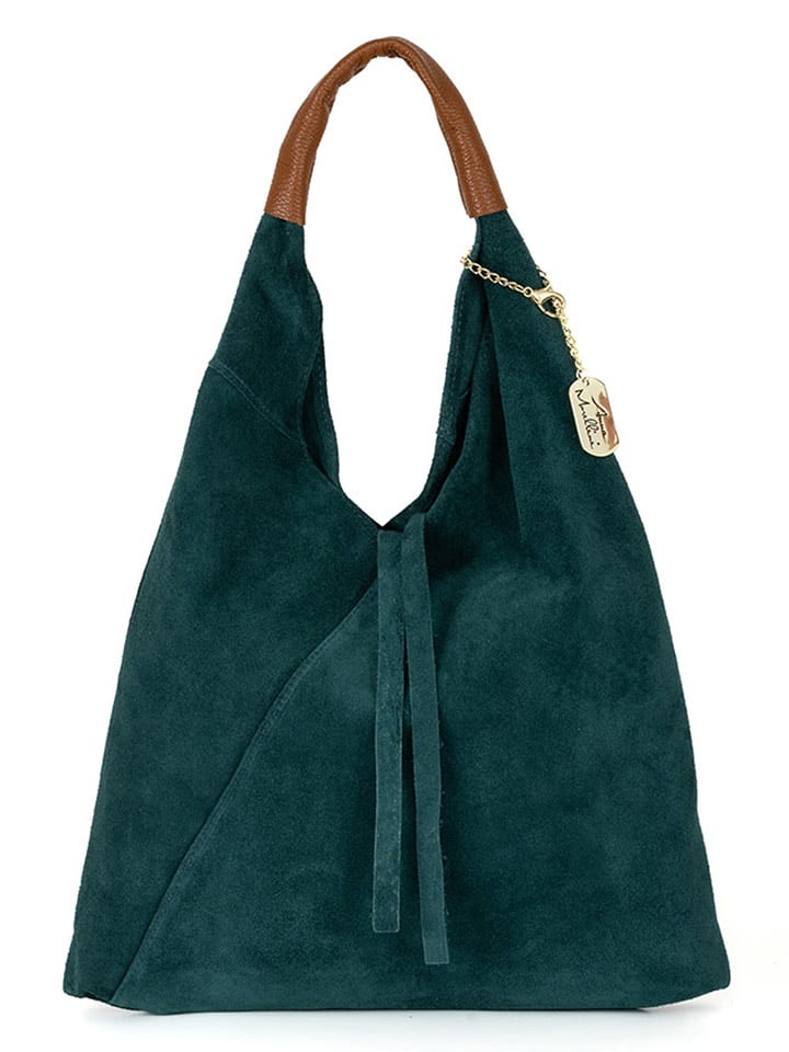 Anna Morellini Skórzany shopper bag "Eleonora" w kolorze zielonym - 40 x 31 x 2 cm rozmiar: onesize