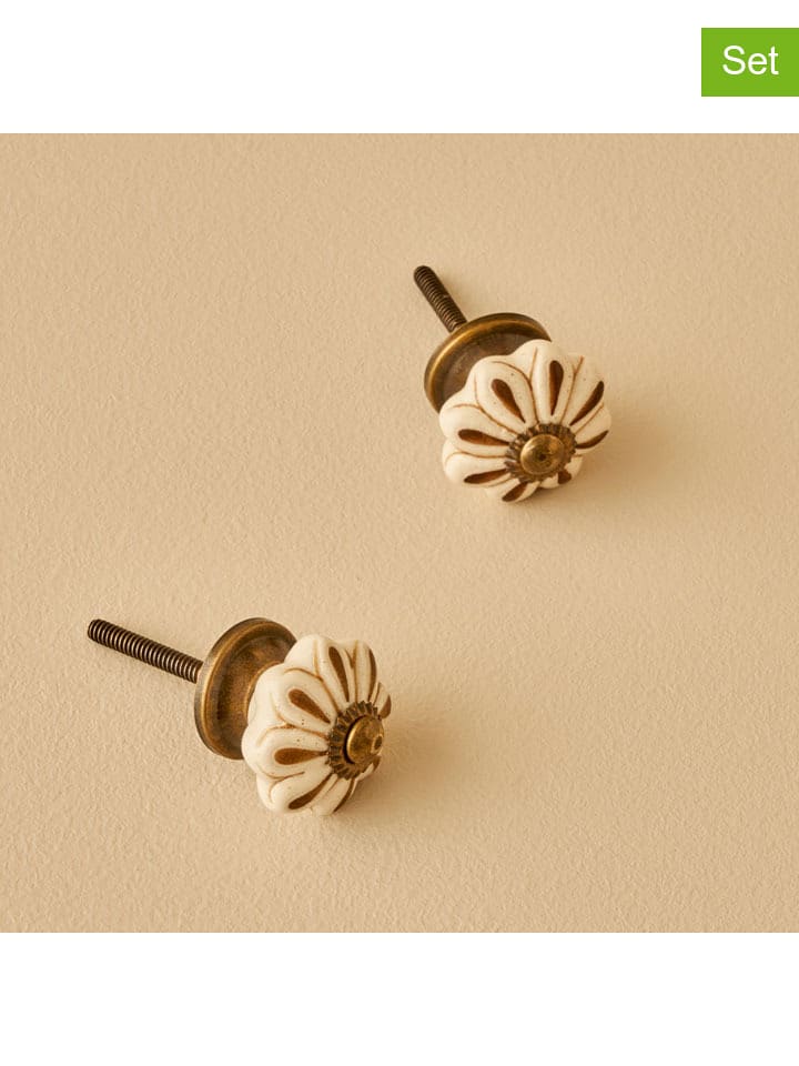 BELLA MAISON Gałki (2 szt.) "Aeris" w kolorze kremowym do szafki - wys. 6,5 x Ø 3 cm rozmiar: onesize