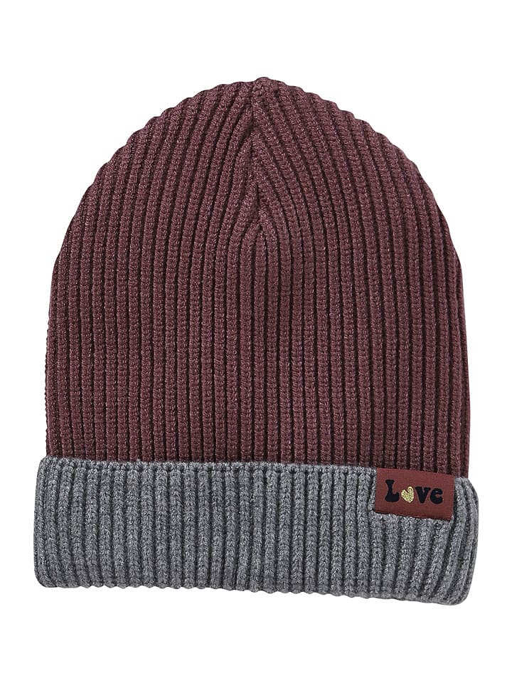 vertbaudet Czapka w kolorze szaro-bordowym rozmiar: 86/92