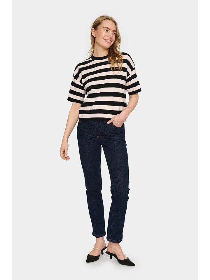 SAINT TROPEZ Sweter w kolorze czarno-beżowym rozmiar: S