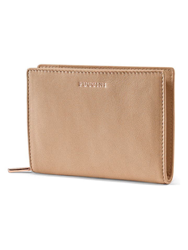 Puccini Skórzany portfel "Zen" w kolorze beżowym - 13 x 10 x 2 cm rozmiar: onesize