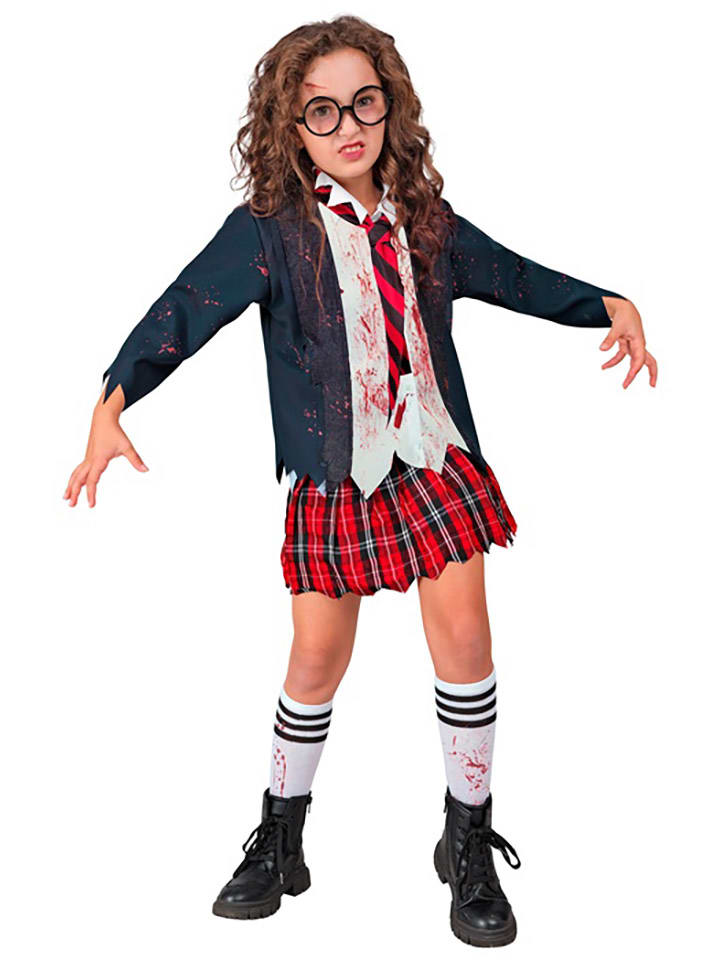 Widmann Kostium "Zombie Schoolgirl" w kolorze granatowo-czerwonym rozmiar: 158