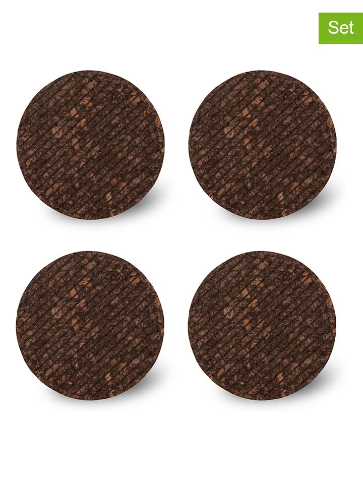 Sagaform Podstawki (4 szt.) "Dante" w kolorze brązowym - Ø 10 cm rozmiar: onesize
