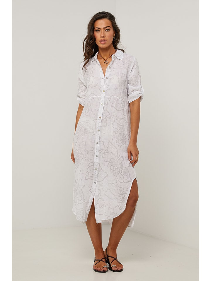 Le Monde du Lin Lniana sukienka w kolorze białym rozmiar: 38/40