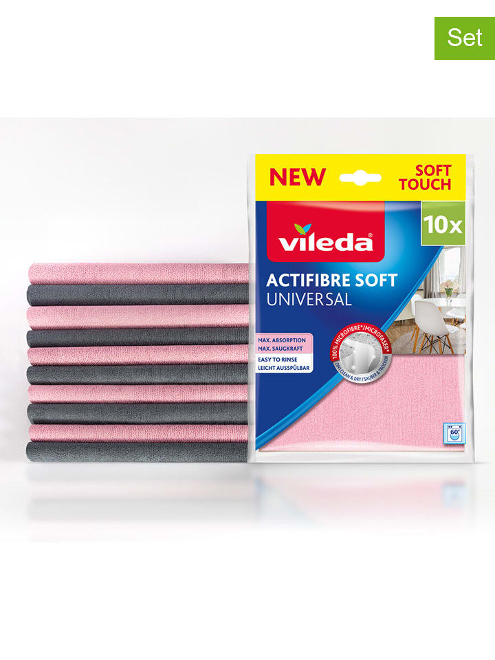 Vileda Uniwersalne ściereczki (10 szt.) "Actifibre Soft" w kolorze różowo-szarym rozmiar: onesize