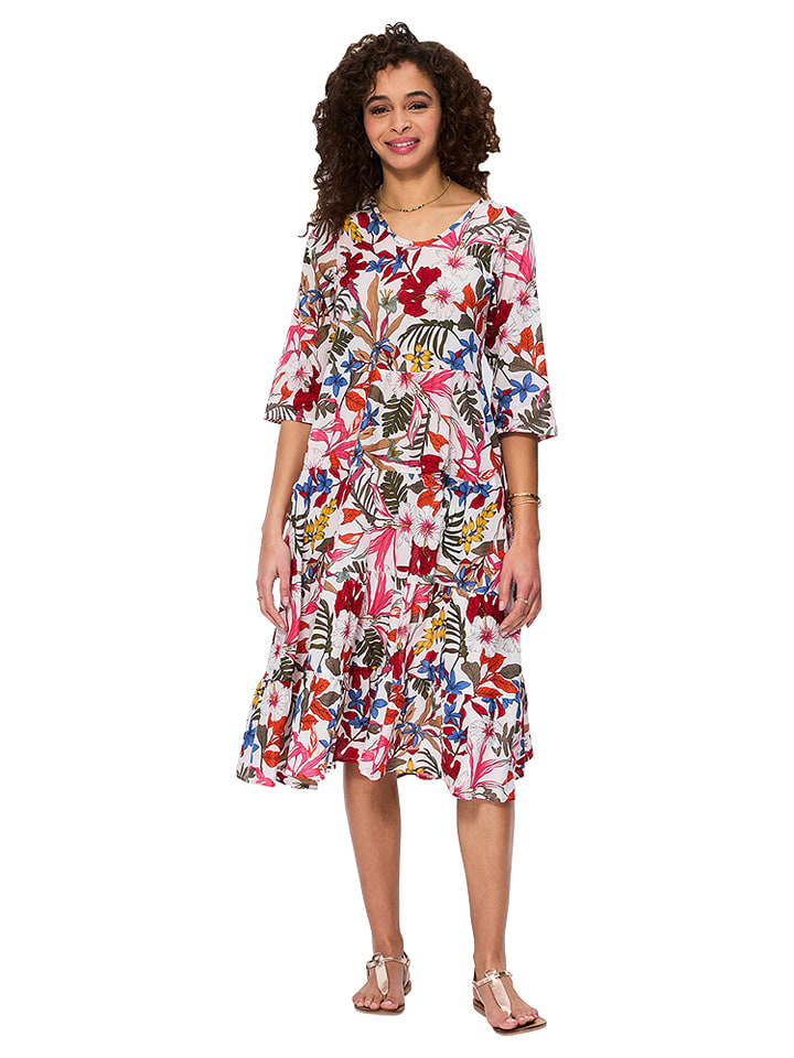 Aller Simplement Sukienka w kolorze białym ze wzorem rozmiar: 38/40