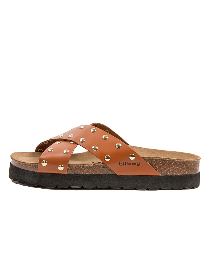 billowy Skórzane klapki w kolorze jasnobrązowym rozmiar: 41