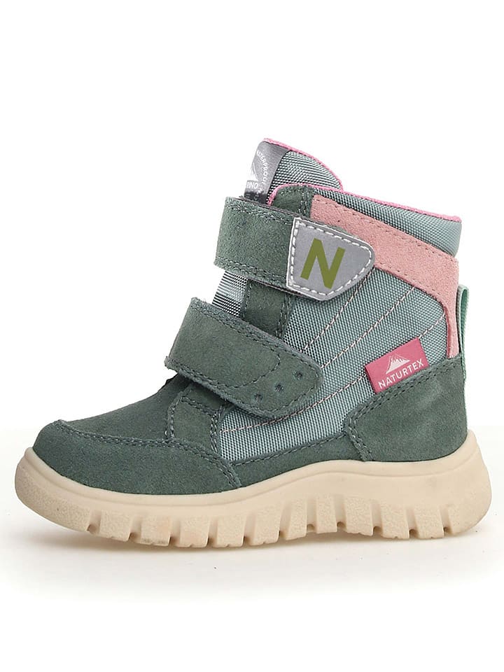 Naturino Botki zimowe "Rivo" w kolorze zielono-jasnoróżowym rozmiar: 30