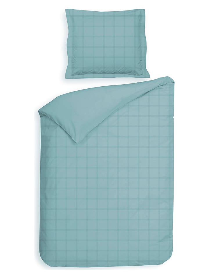 Heckett Lane Komplet pościeli satynowej "Diamante" w kolorze błękitnym rozmiar: 200x200 cm