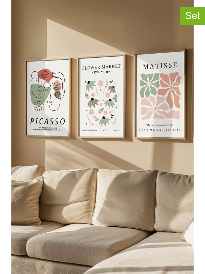 Wallity Druki artystyczne (3 szt.) w ramce rozmiar: 33x48 cm