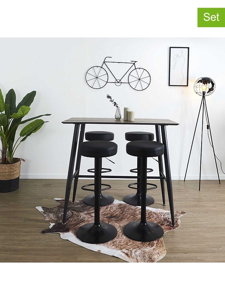 THE HOME DECO FACTORY Hockery barowe (2 szt.) "Mumford" w kolorze czarnym - Ø 36 cm rozmiar: onesize