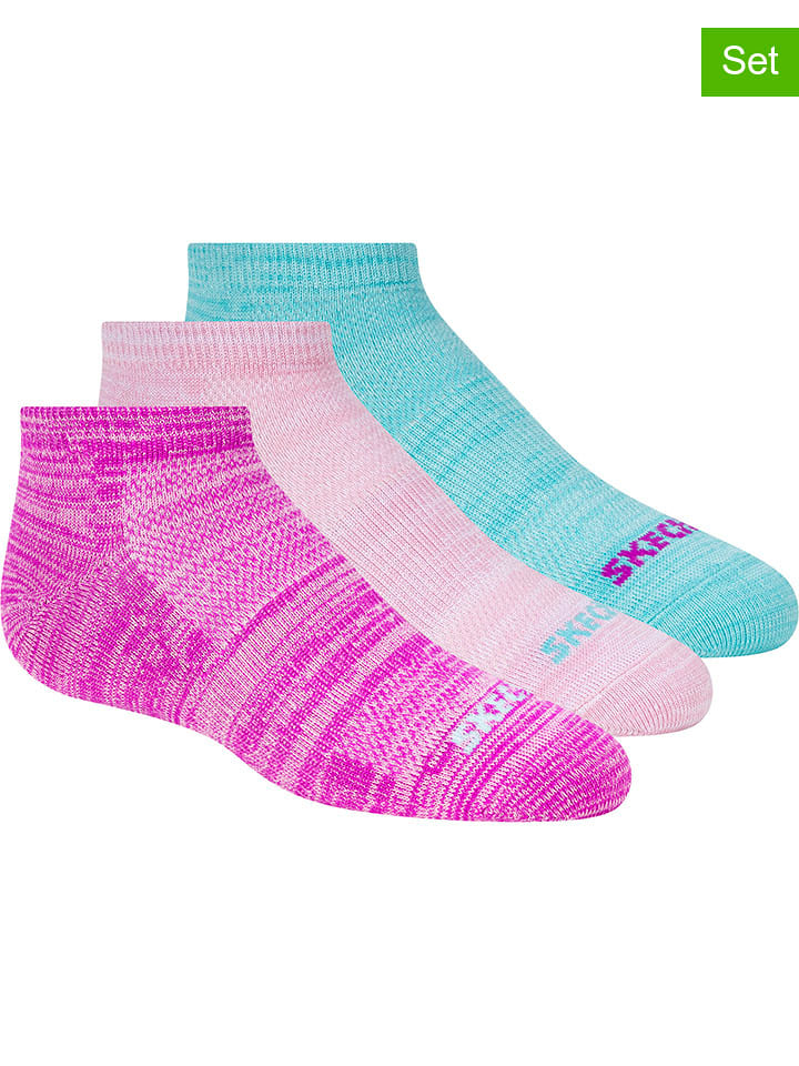 Skechers Skarpety (3 pary) w kolorze turkusowo-różowym rozmiar: 36-38