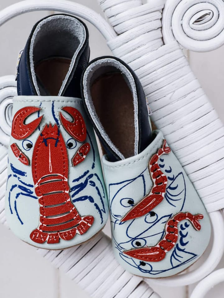 Lait et Miel Skórzane buty w kolorze błękitno-czerwonym do raczkowania rozmiar: 17/18