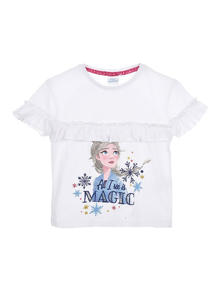 Disney Frozen Koszulka "Kraina Lodu" w kolorze białym rozmiar: 104
