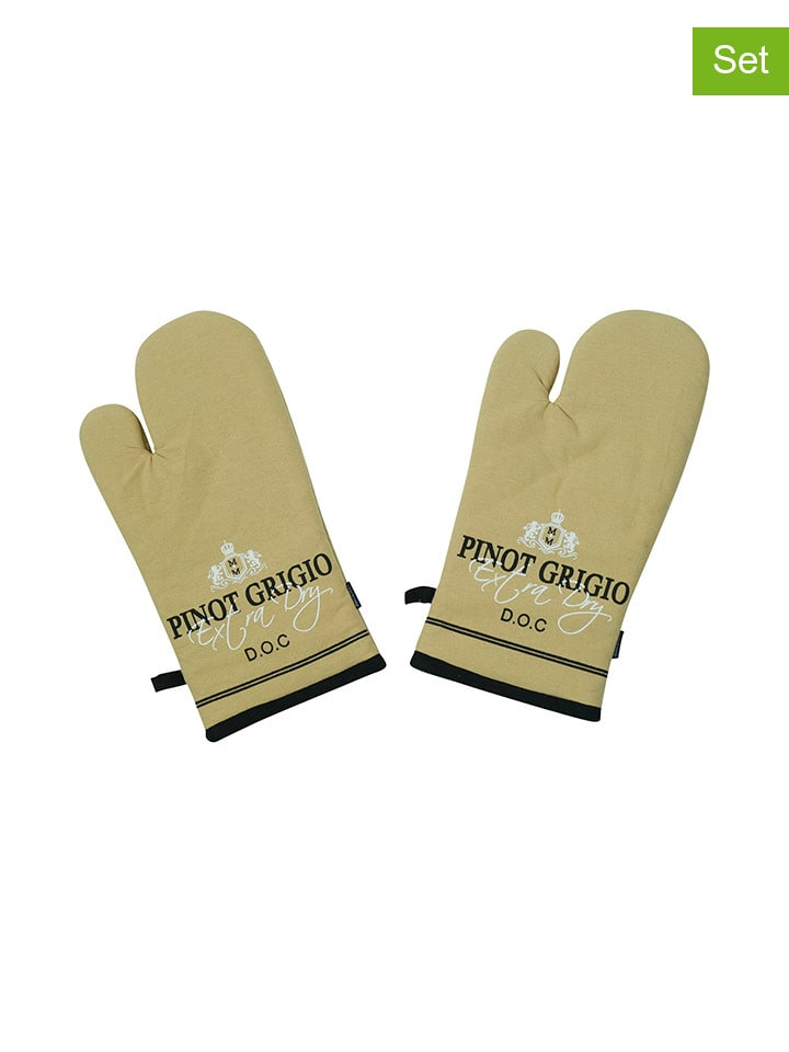 Mars & More Rękawice kuchenne (2szt.) "Pinot Grigio" w kolorze beżowym - 33 x 17 cm rozmiar: onesize