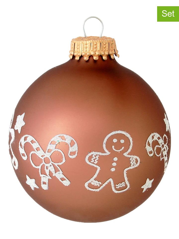 Krebs Glas Lauscha Bombki (4 szt.) w kolorze jasnobrązowym - Ø 7 cm rozmiar: onesize