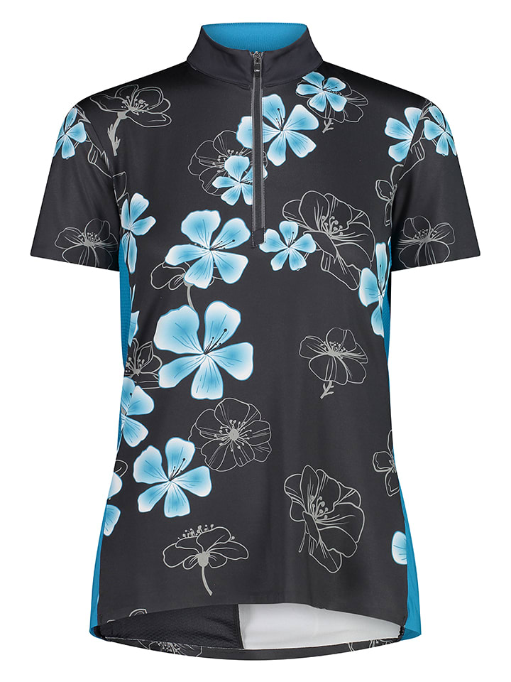 CMP Koszulka kolarska w kolorze czarno-morskim rozmiar: 34