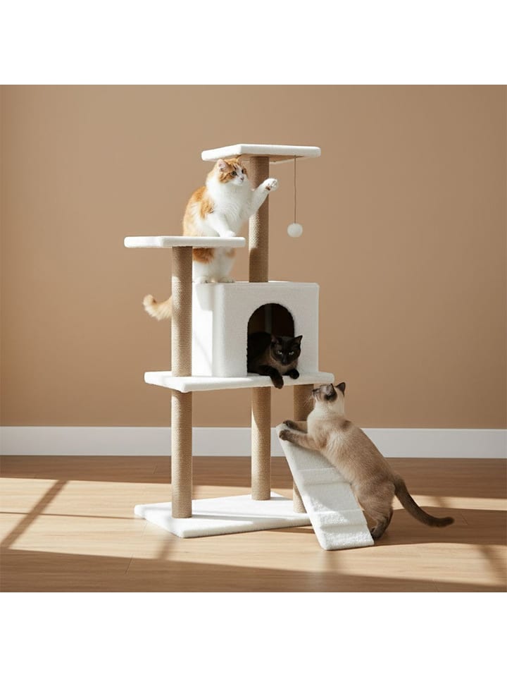 Paws&Whiskers Drapak "Arden" w kolorze białym dla kota - 50 x 125 x 35 cm rozmiar: onesize