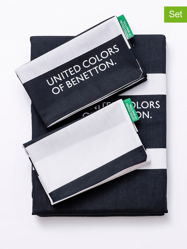 Benetton 3-częściowy komplet pościeli w kolorze czarno-białym rozmiar: 200x200 cm