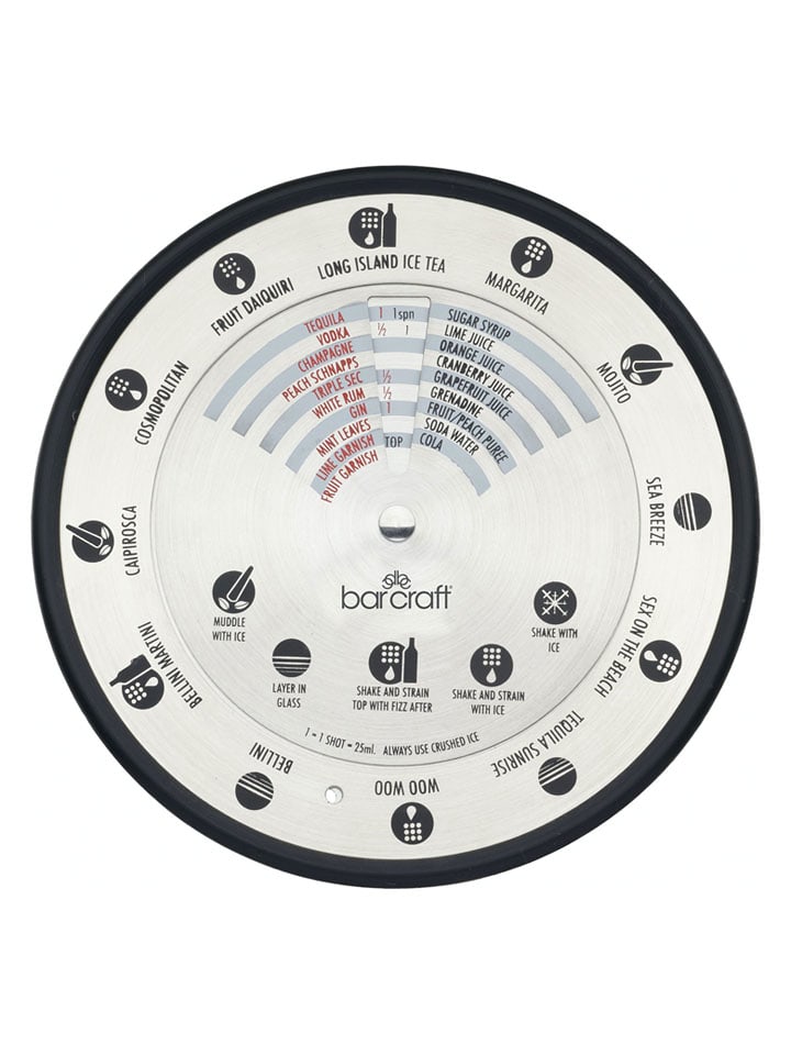 BarCraft Kompas koktajlowy w kolorze srebrno-czarnym - Ø 14 cm rozmiar: onesize