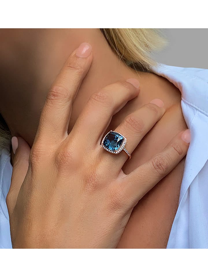 Les Petites Précieuses Pozłacany pierścionek z kamieniami szlachetnymi rozmiar: 50