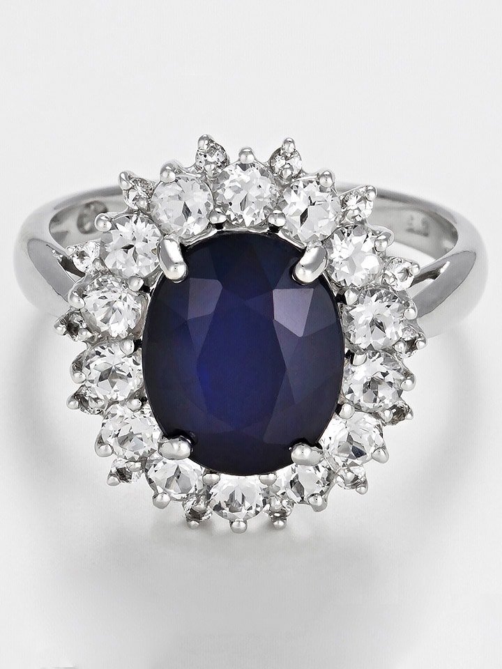 DIAMANTA Złoty pierścionek "Soleil Bleu" z diamentami rozmiar: 54