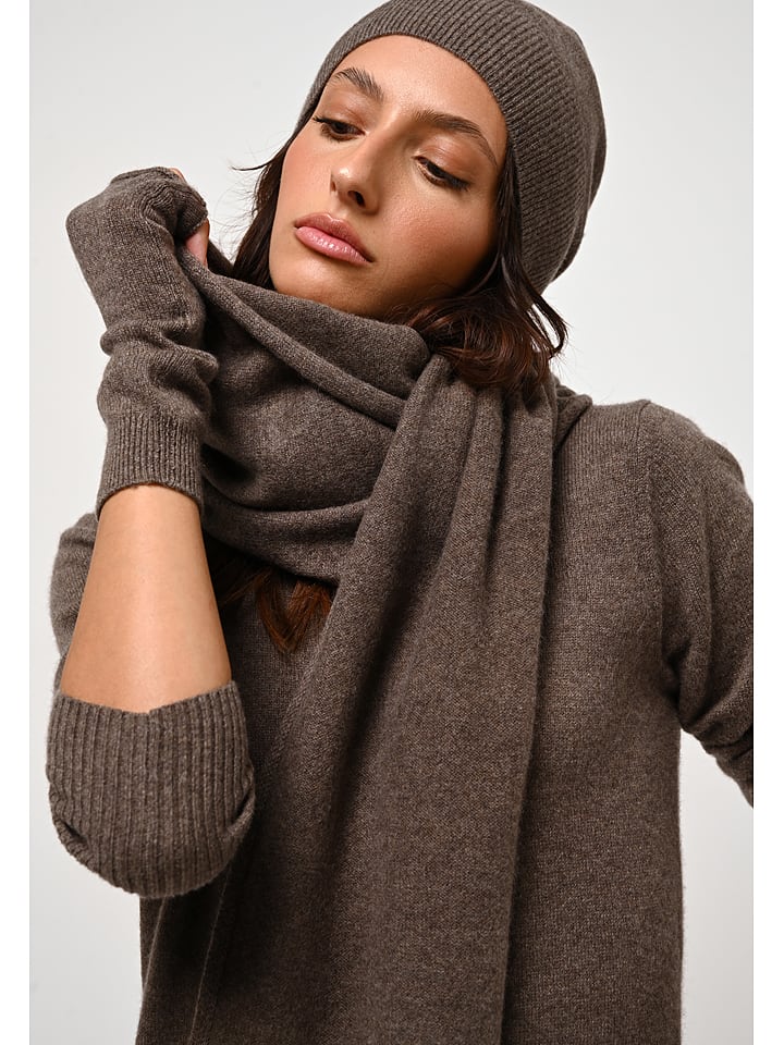 AUTHENTIC CASHMERE Kaszmirowy szal "Vaymont" w kolorze brązowym - 200 x 30 cm rozmiar: onesize