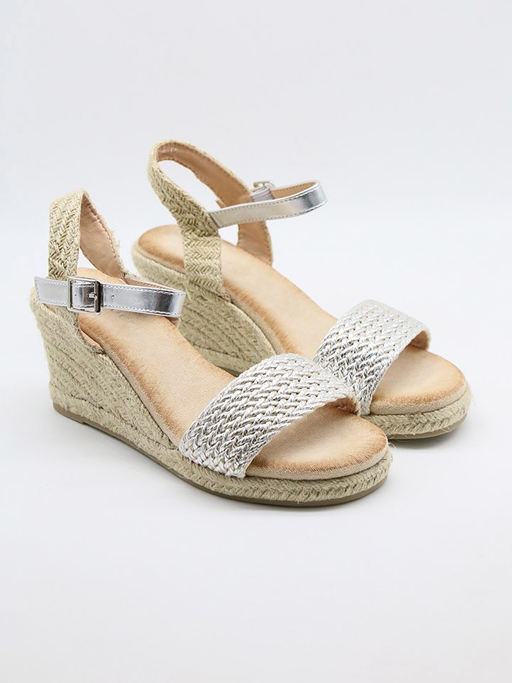 Bellucci Sandały w kolorze srebrnym na koturnie rozmiar: 39