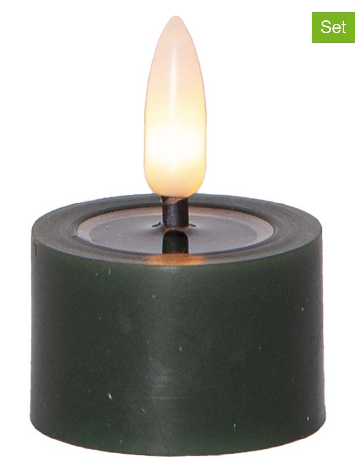 STAR Trading Świece LED (2 szt.) w kolorze zielonym - wys. 4 x Ø 5 cm rozmiar: onesize