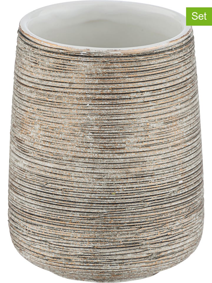 Wenko Kubki łazienkowe (2 szt.) "Fedio" w kolorze złotym - wys. 11 x Ø 8 cm rozmiar: onesize