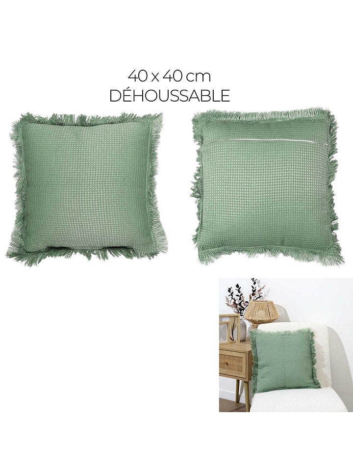 Garden Spirit Poduszka "Gaufre" w kolorze zielonym - 40 x 40 cm rozmiar: onesize