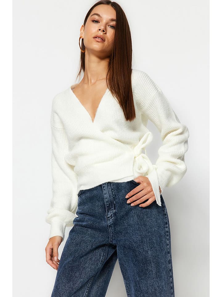 trendyol Kardigan w kolorze kremowym rozmiar: M