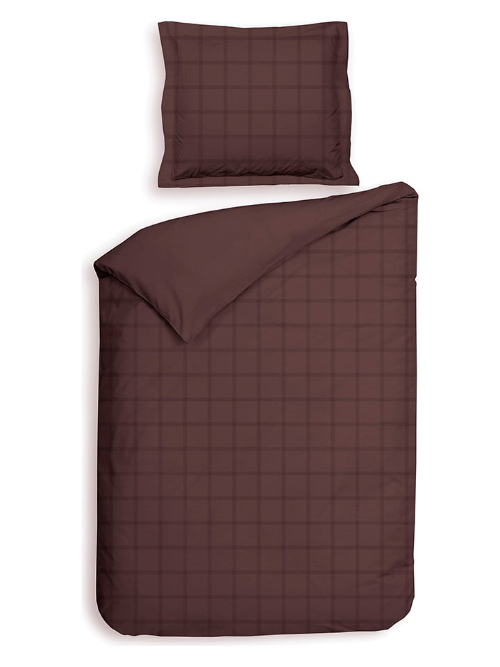 Heckett Lane Komplet pościeli satynowej "Diamante" w kolorze brązowym rozmiar: 200x200 cm