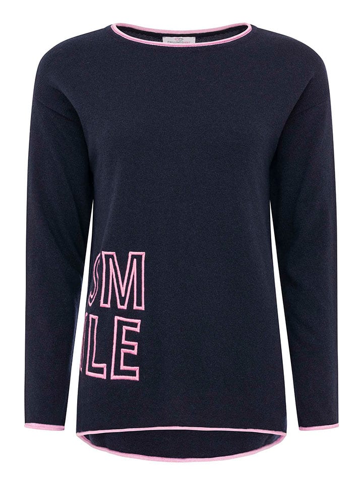 Zwillingsherz Sweter "Smile" w kolorze granatowym rozmiar: S