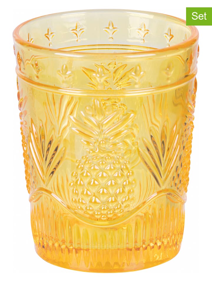 Villa d´Este Szklanki (4 szt.) w kolorze żółto-pomarańczowo-zielonym - 250 ml rozmiar: onesize