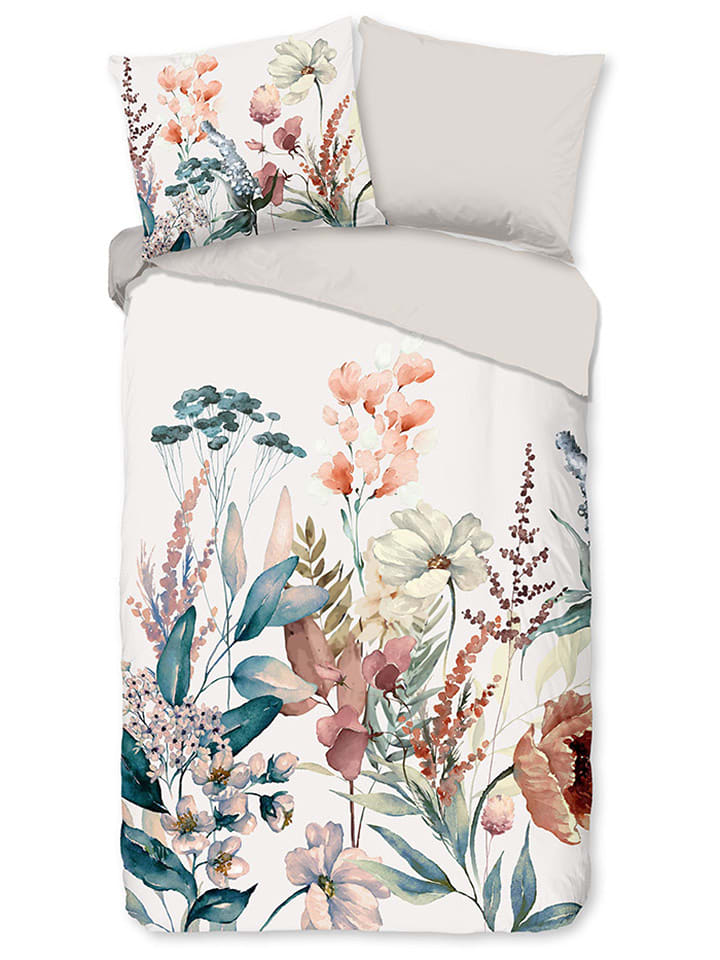 Good Morning Komplet pościeli flanelowej "Aime" w kolorze beżowo-białym rozmiar: 140x220 cm