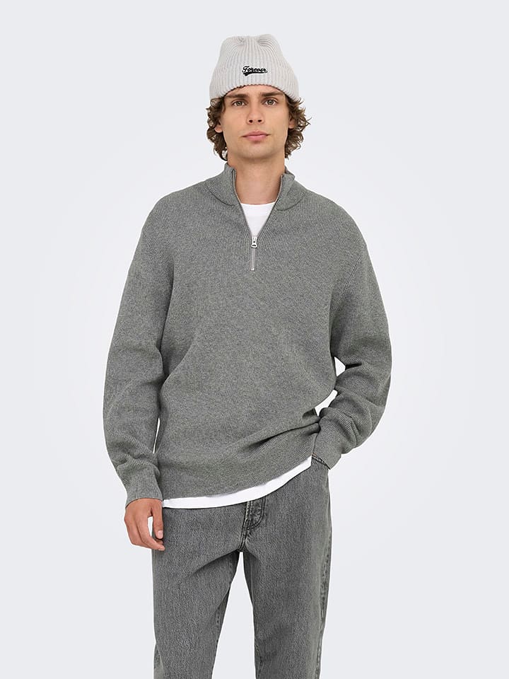 ONLY & SONS Sweter "Phil" w kolorze szarym rozmiar: M