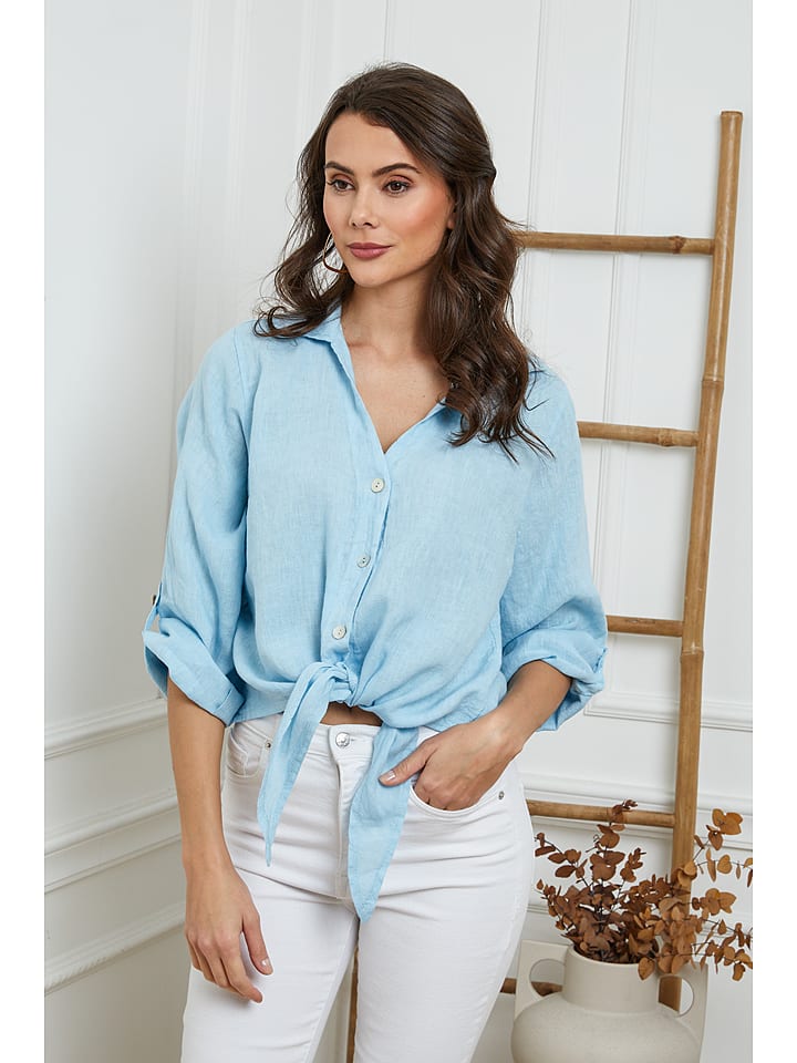 La Compagnie Du Lin Lniana bluzka "Josue" w kolorze błękitnym rozmiar: XL