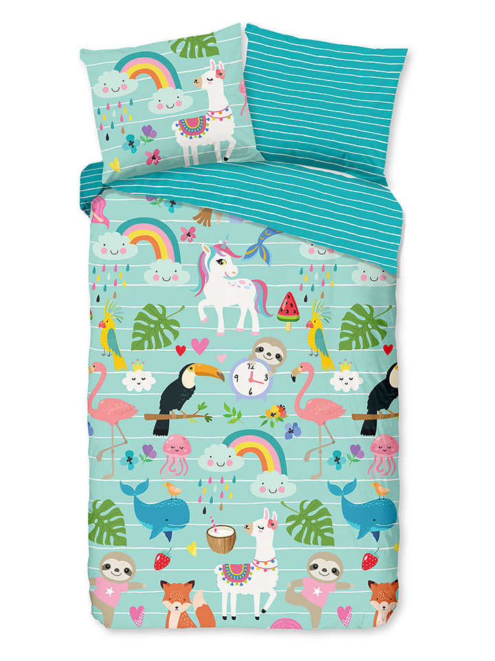 Good Morning Komplet pościeli "Festen" w kolorze turkusowym rozmiar: 135x200 cm