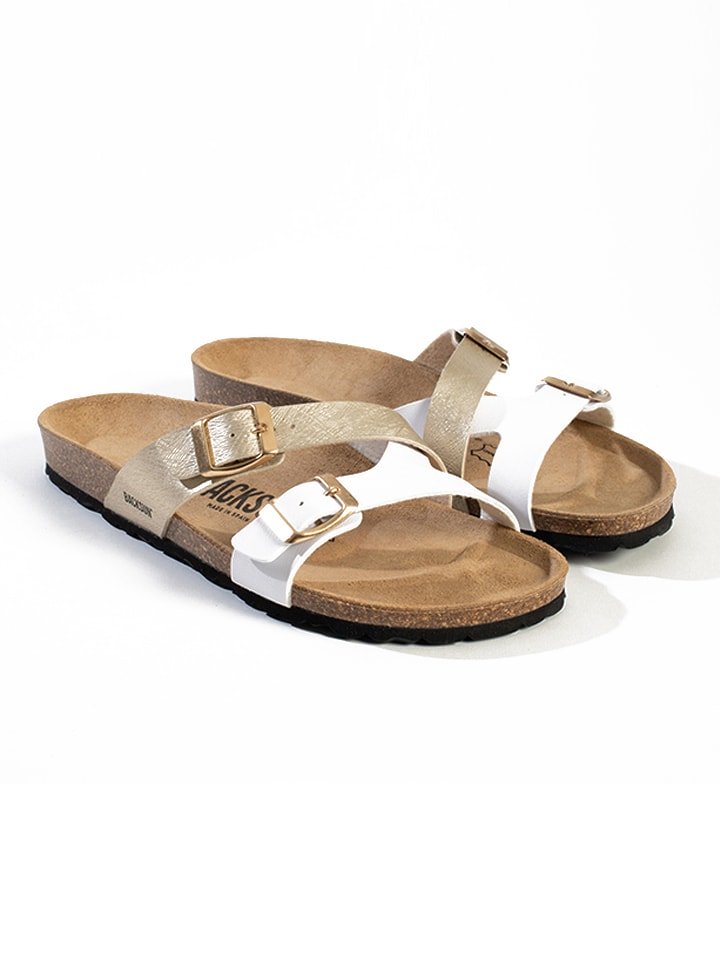 BACKSUN Klapki "Talca" w kolorze złoto-białym rozmiar: 40