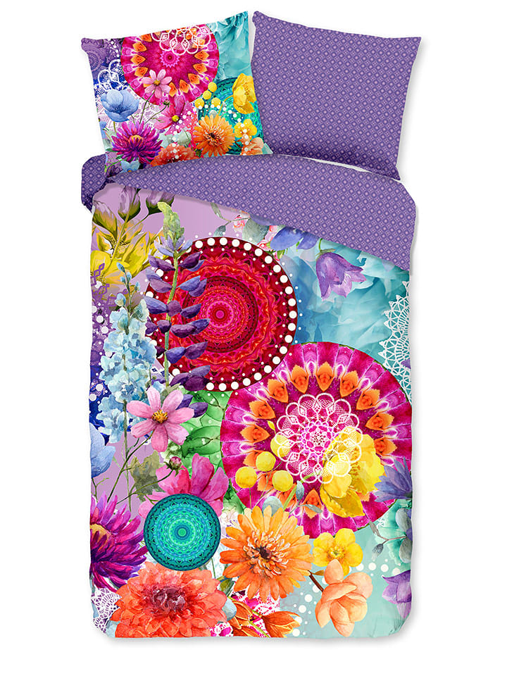 Hip Komplet pościeli satynowej "Vitori" w kolorze fioletowym ze wzorem rozmiar: 140x200 cm