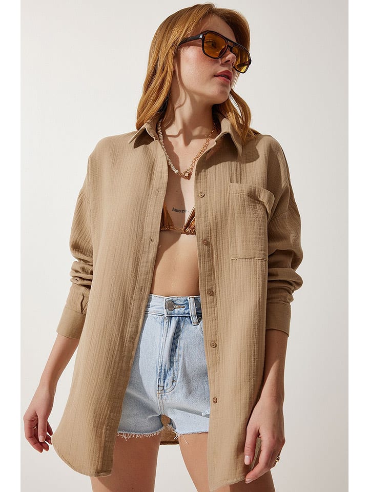 Happiness Istanbul Bluzka w kolorze jasnobrązowym rozmiar: 40