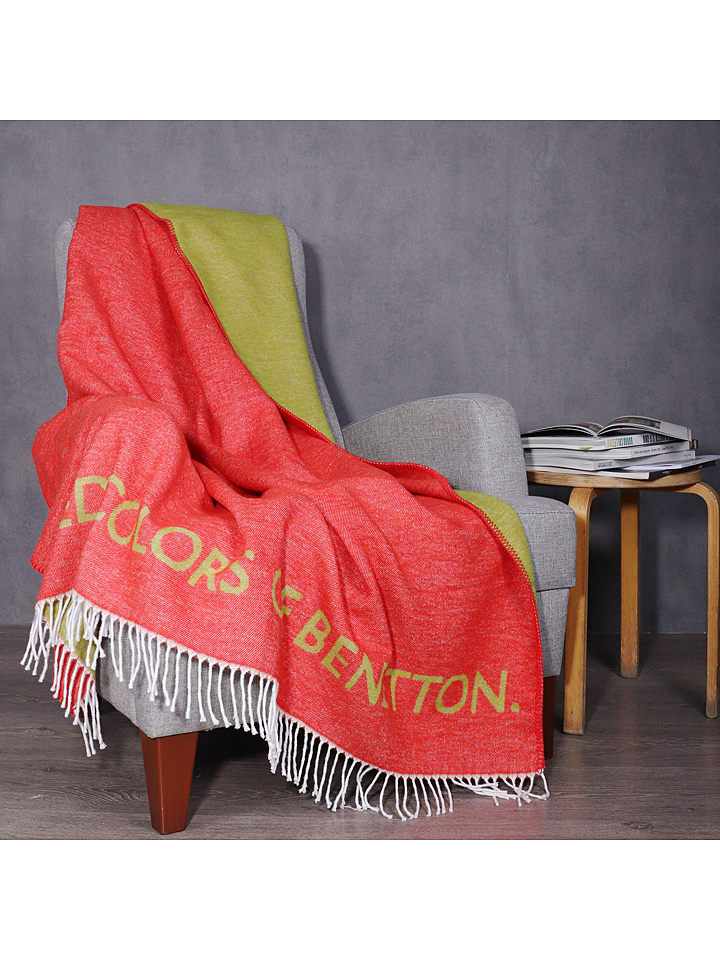 Benetton Pled w kolorze czerwono-zielonym rozmiar: 140x190 cm